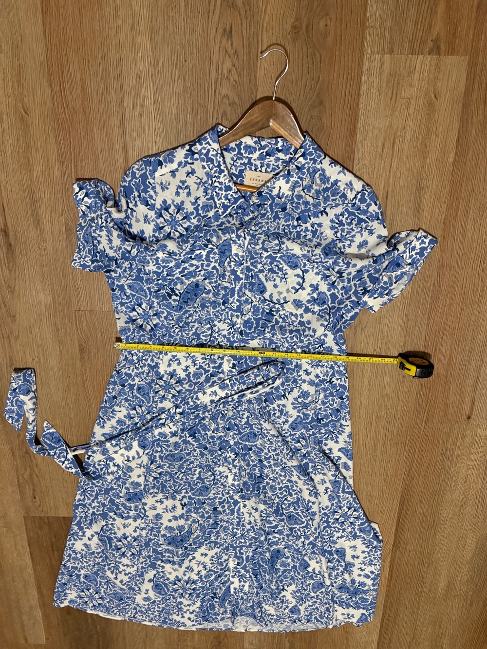 Sezane Blue and White Floral Midi Dress - Picture 6 of 6